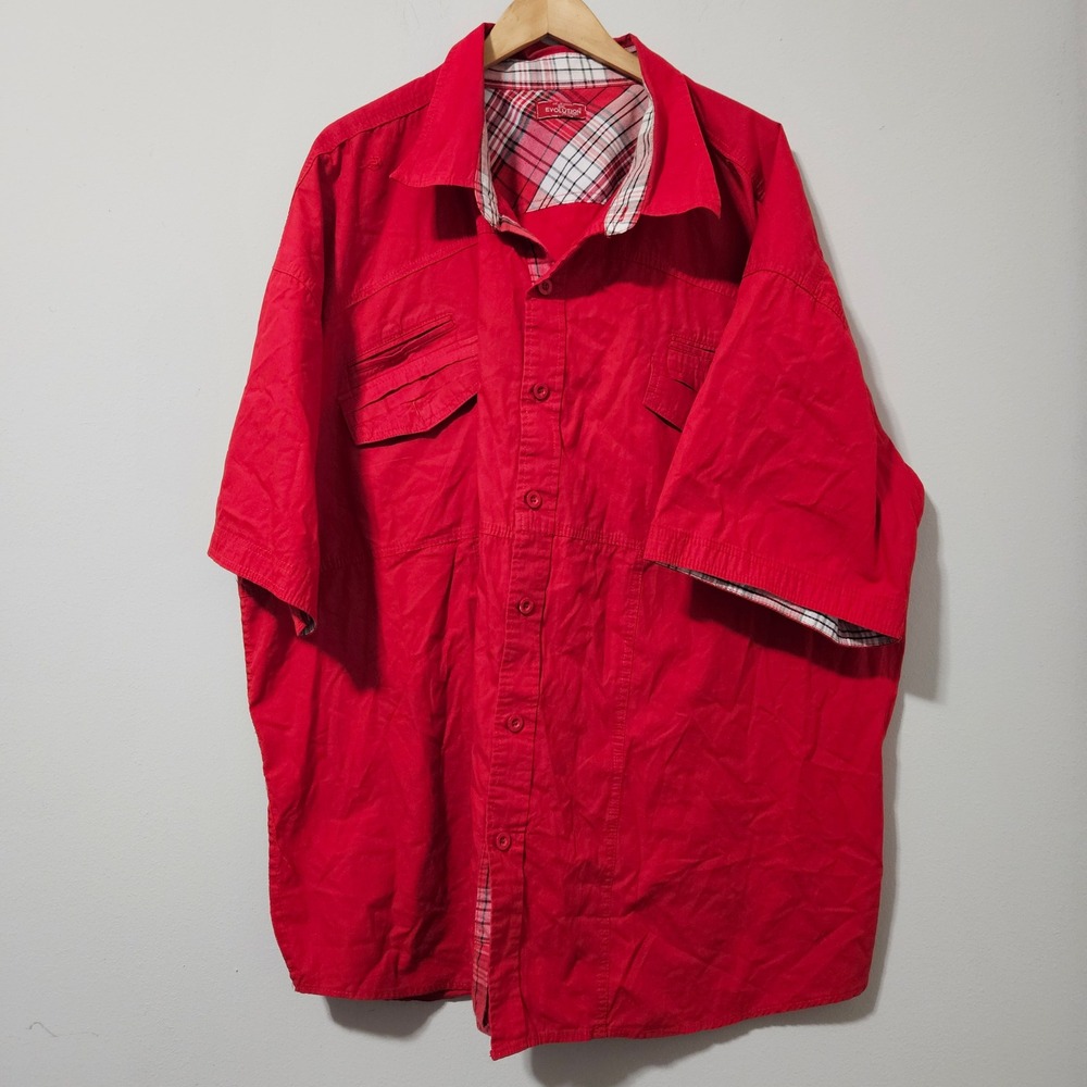 Evolution In‎ Design Mens 6XL Red Short Sleeve Button Down Cotton Utility Shirt